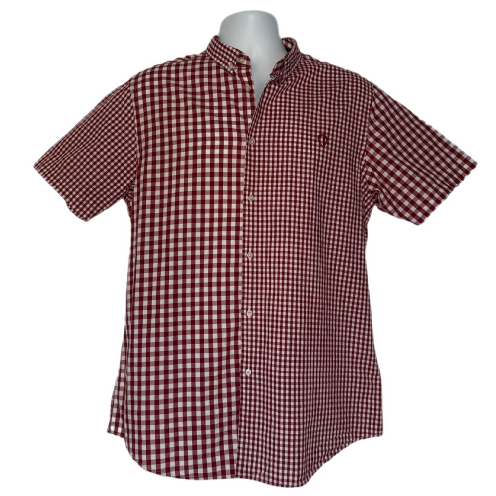 Ben Sherman Short Sleeve Button-Down Shirt Men’s XL Red White Gingham Cotton